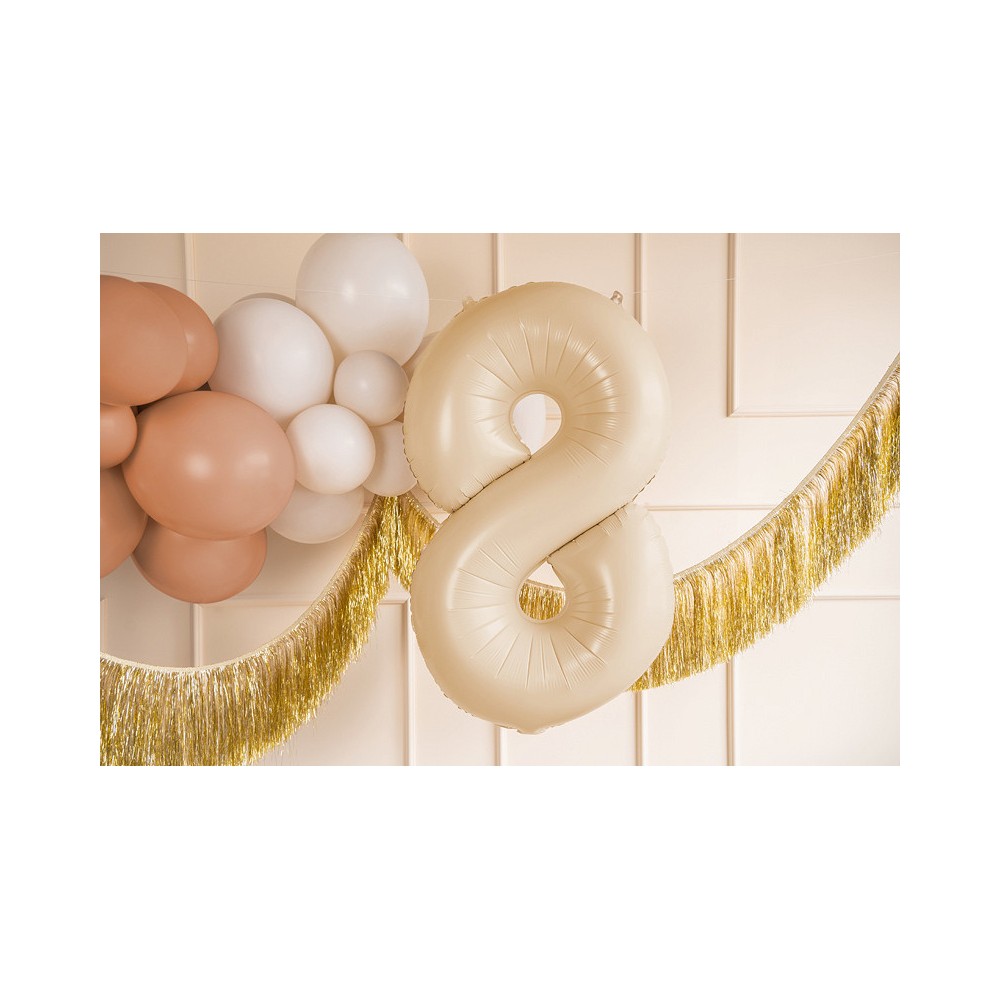 Balon foliowy Cyfra 8 - beżowy, 72 cm