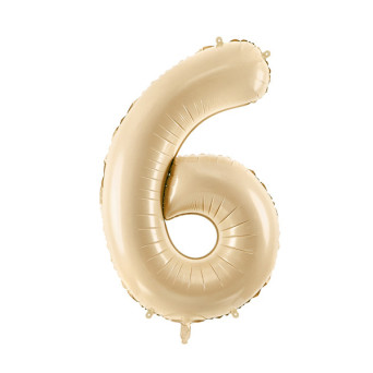 Foil balloon number 6 - beige, 72 cm