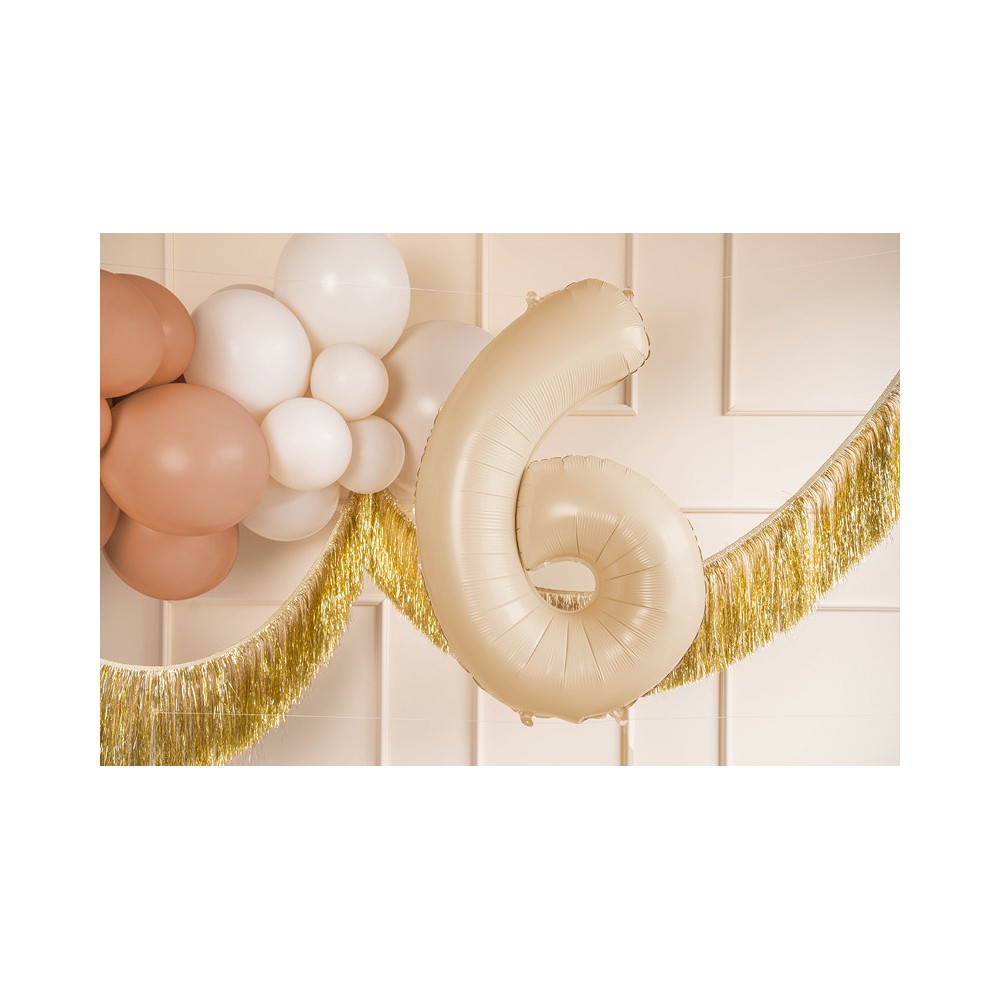 Balon foliowy Cyfra 6 - beżowy, 72 cm