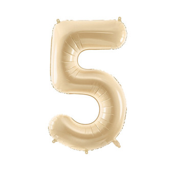 Foil balloon number 5 - beige, 72 cm