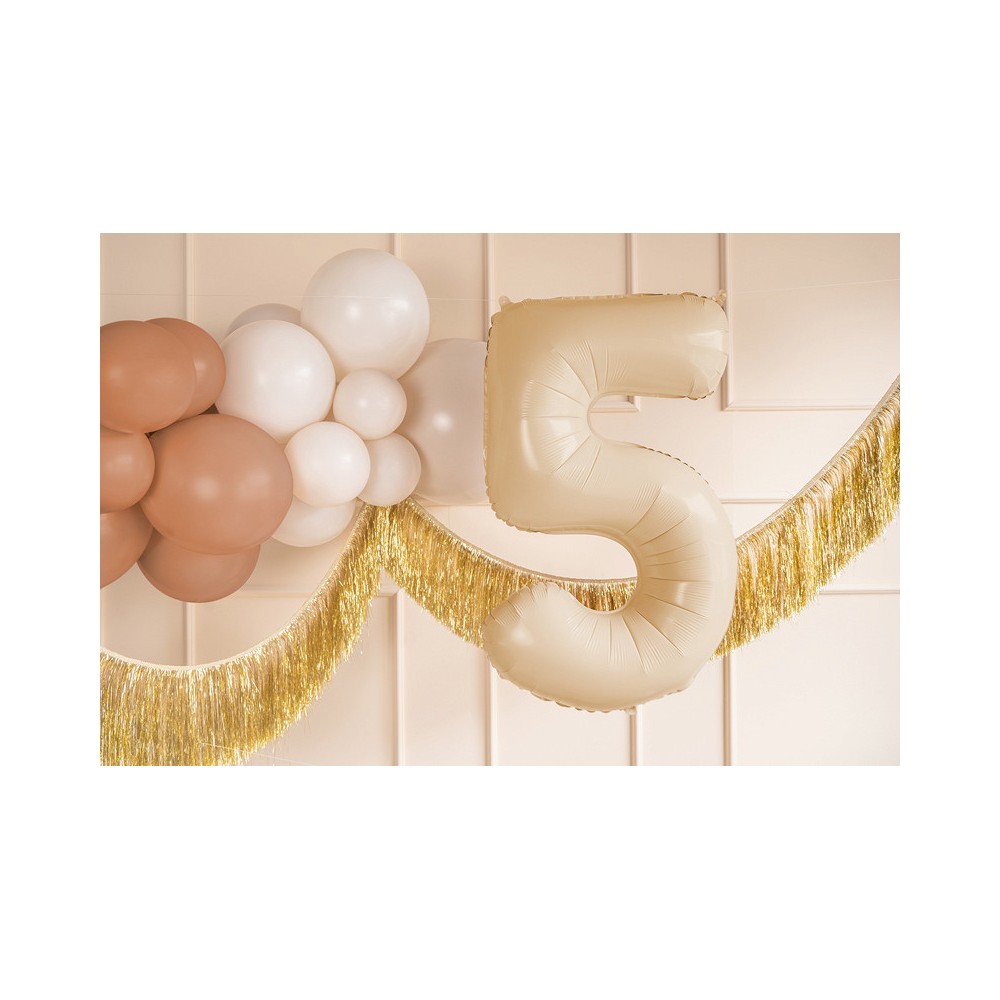 Balon foliowy Cyfra 5 - beżowy, 72 cm