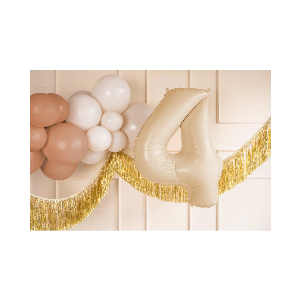 Balon foliowy Cyfra 4 - beżowy, 72 cm