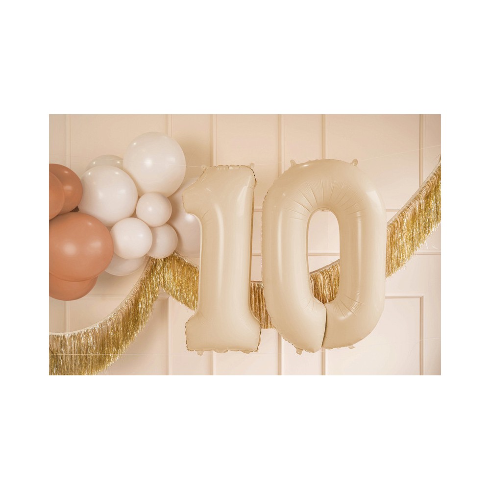 Balon foliowy Cyfra 0 - beżowy, 72 cm