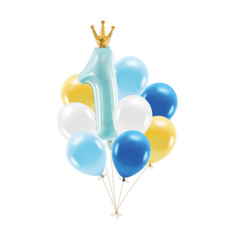 Set of baloons 1 Year - blue, 9 pcs.