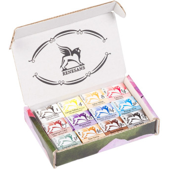 Set of watercolors paints in half pans Eco Box - Renesans - 12 pcs.