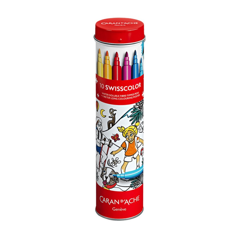 Zestaw flamastrów akwarelowych Swisscolor z kolorowanką - Caran d'Ache - 10 kolorów