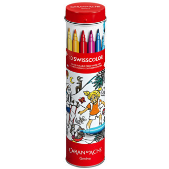 Zestaw flamastrów akwarelowych Swisscolor z kolorowanką - Caran d'Ache - 10 kolorów