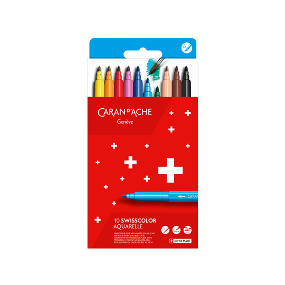 Zestaw flamastrów akwarelowych Swisscolor - Caran d'Ache - 10 kolorów