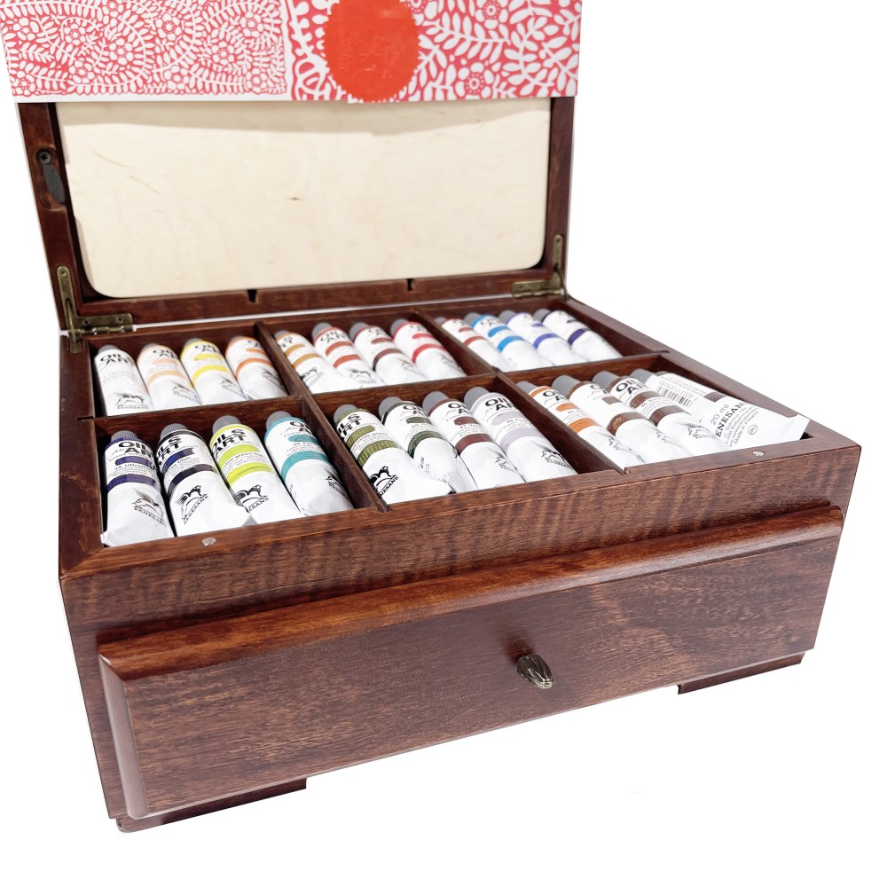 Oils for Art oil paints in wooden trunk - Renesans - 24 colors x 20 ml
