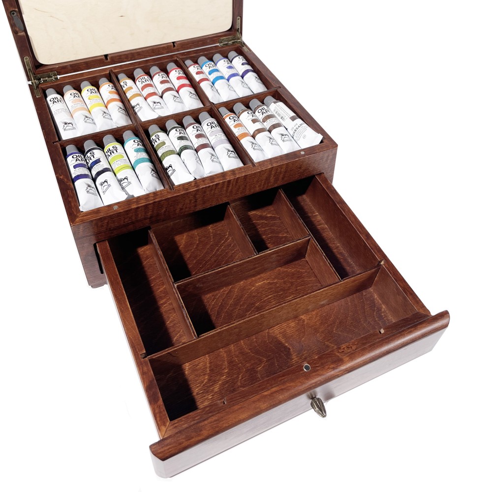 Oils for Art oil paints in wooden trunk - Renesans - 24 colors x 20 ml