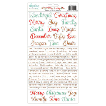 Zestaw naklejek papierowych 15,2 x 20,3 cm - Mintay - Merry & Joy, wersja angielska