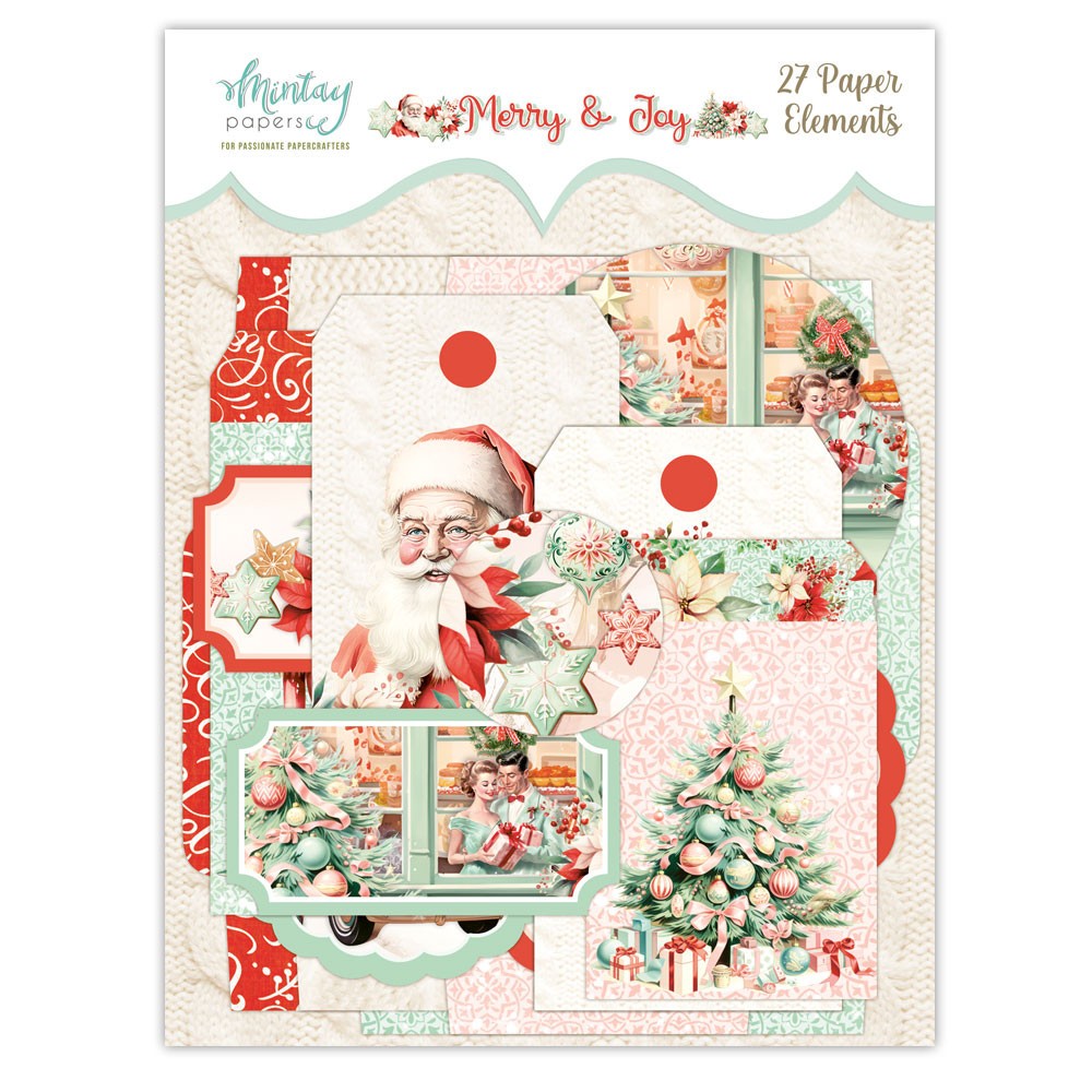 Set of paper elements, tags - Mintay - Merry & Joy, 27 pcs.