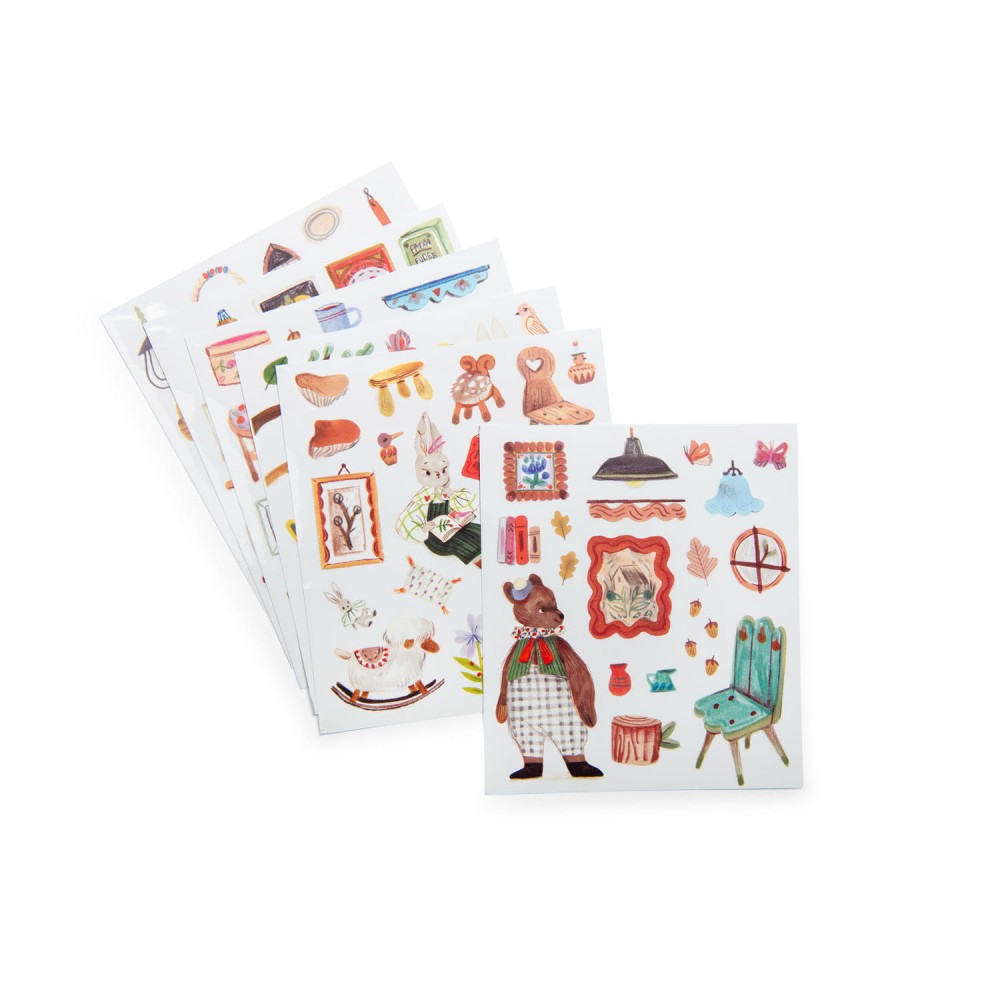 Coloring Book house with stickers - Djeco - Les Minouchkas