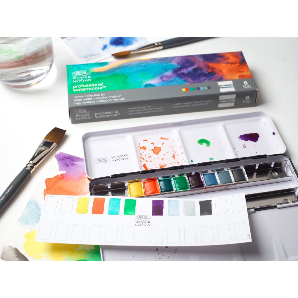 Professional Revival Watercolor half-pans set - Winsor & Newton - 8 colors