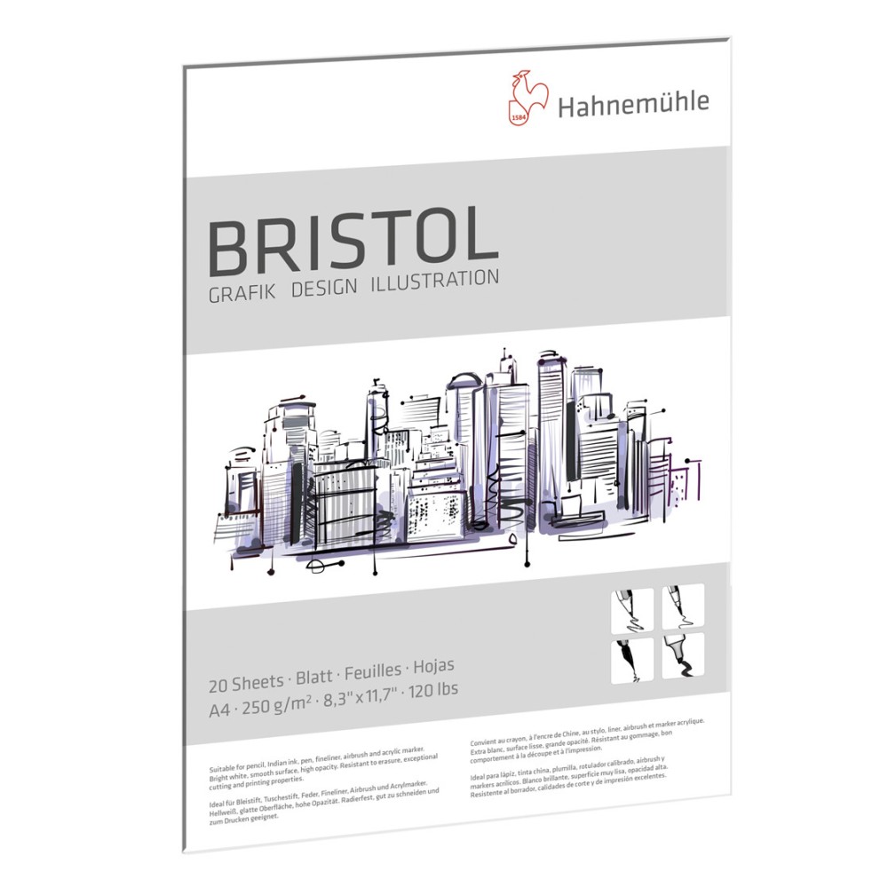 Blok do markerów Bristol - Hahnemühle - A4, 250 g, 20 ark.