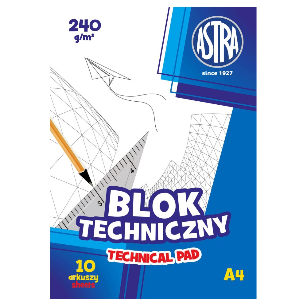Blok techniczny A4 - Astra - biały, 240 g, 10 ark.