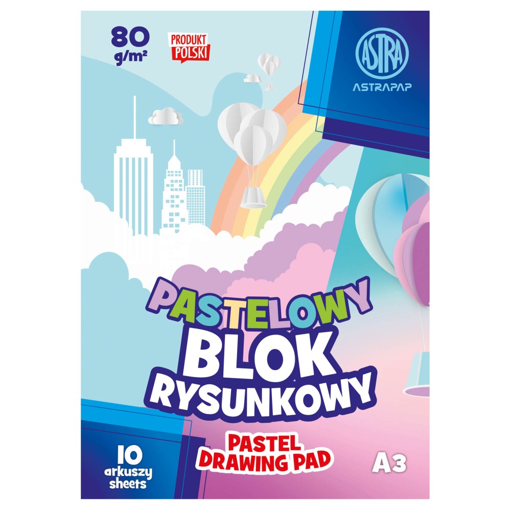Drawing Paper Pad A3 - Astra - pastel, 80 g, 10 sheets