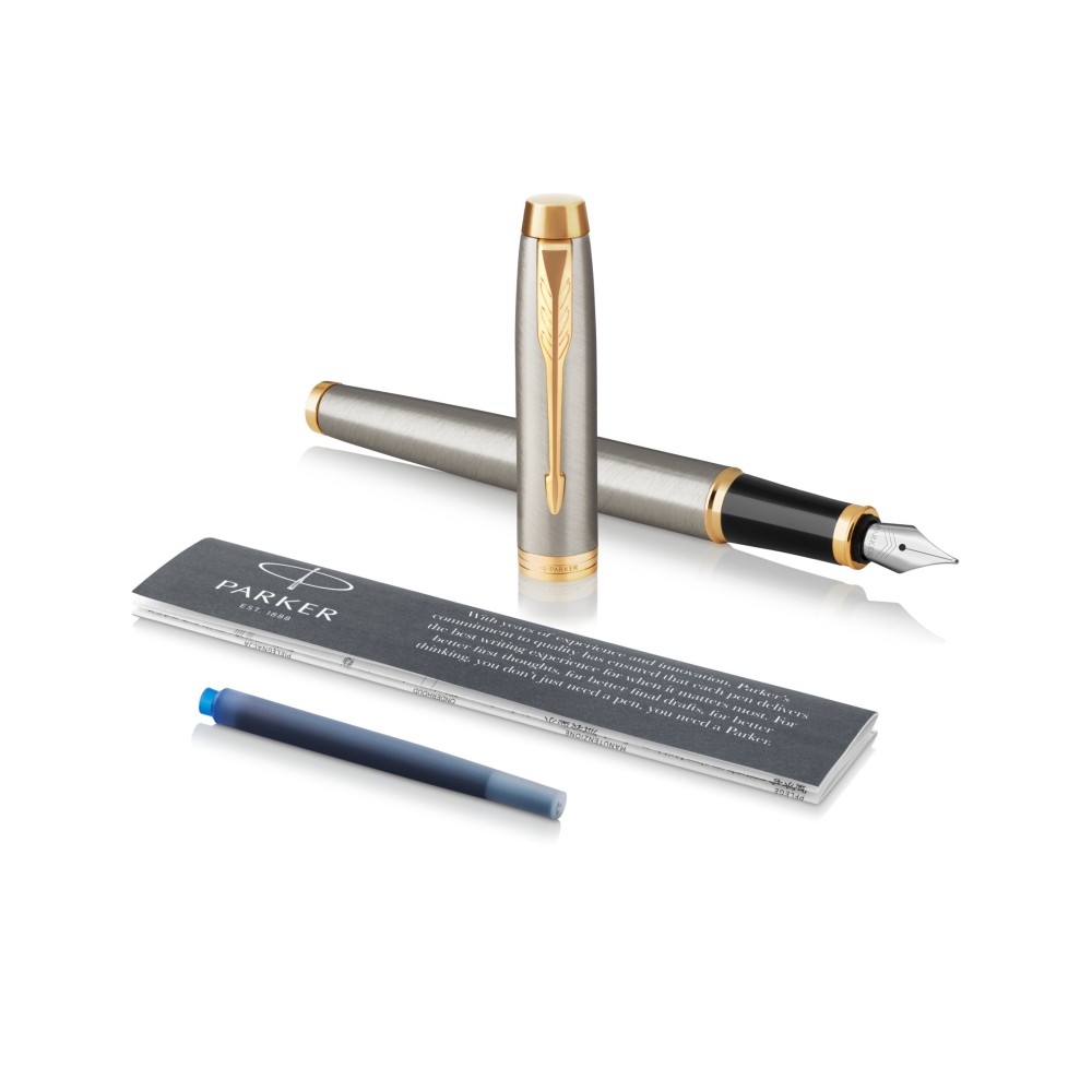 Pióro wieczne IM w etui - Parker - Brushed Metal & Gold Trim, F