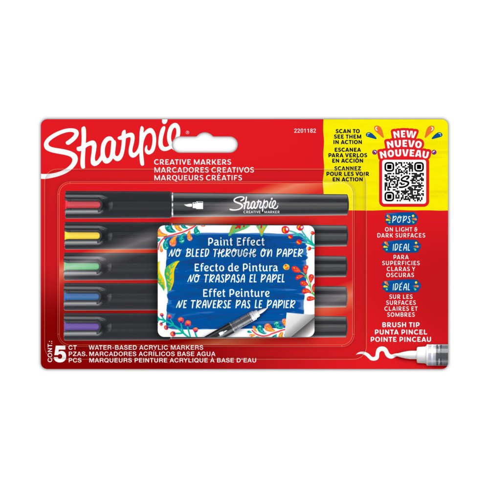 Water-based brush acrylic markers - Sharpie - 5 pcs.