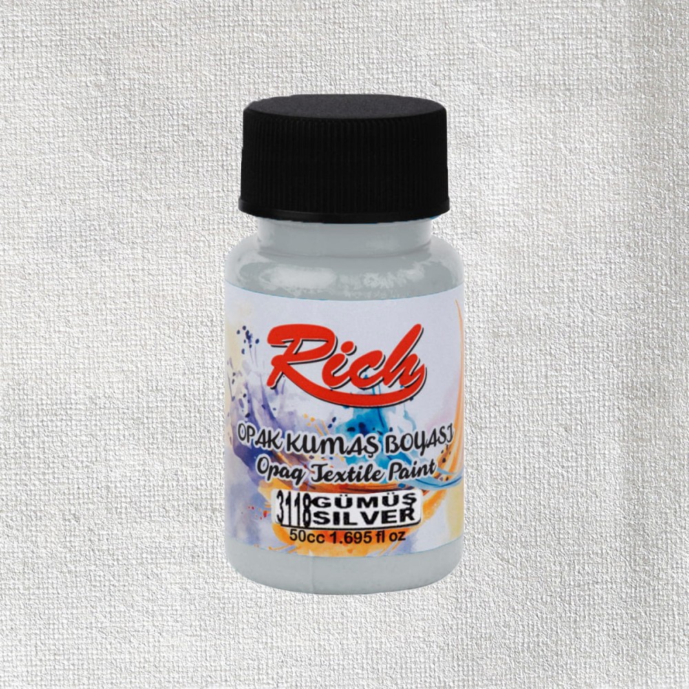 Fabric paint Metallic - Rich - Silver, 50 ml