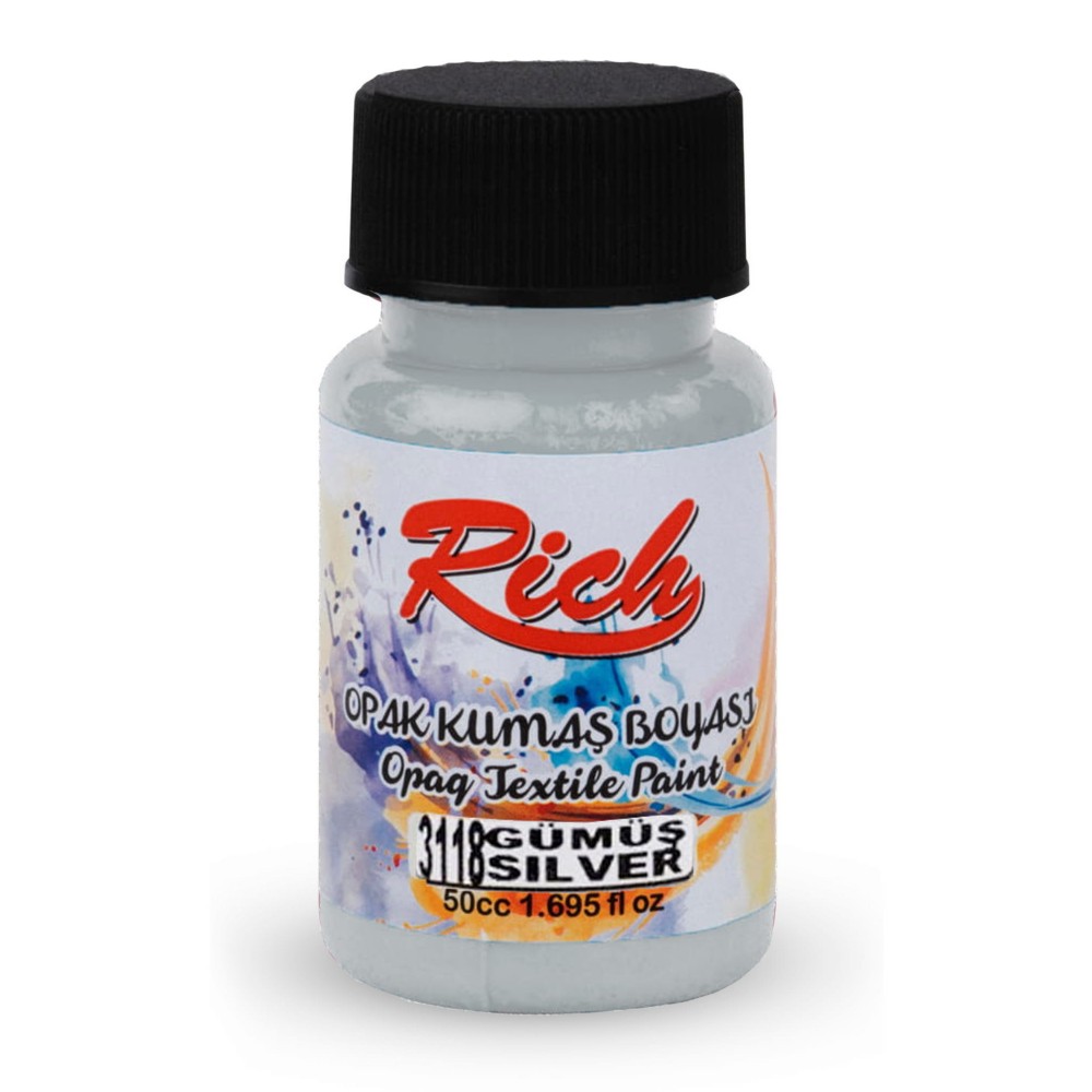 Farba do tkanin Metallic - Rich - Silver, 50 ml