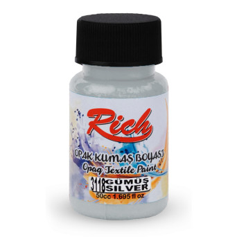 Fabric paint Metallic - Rich - Silver, 50 ml