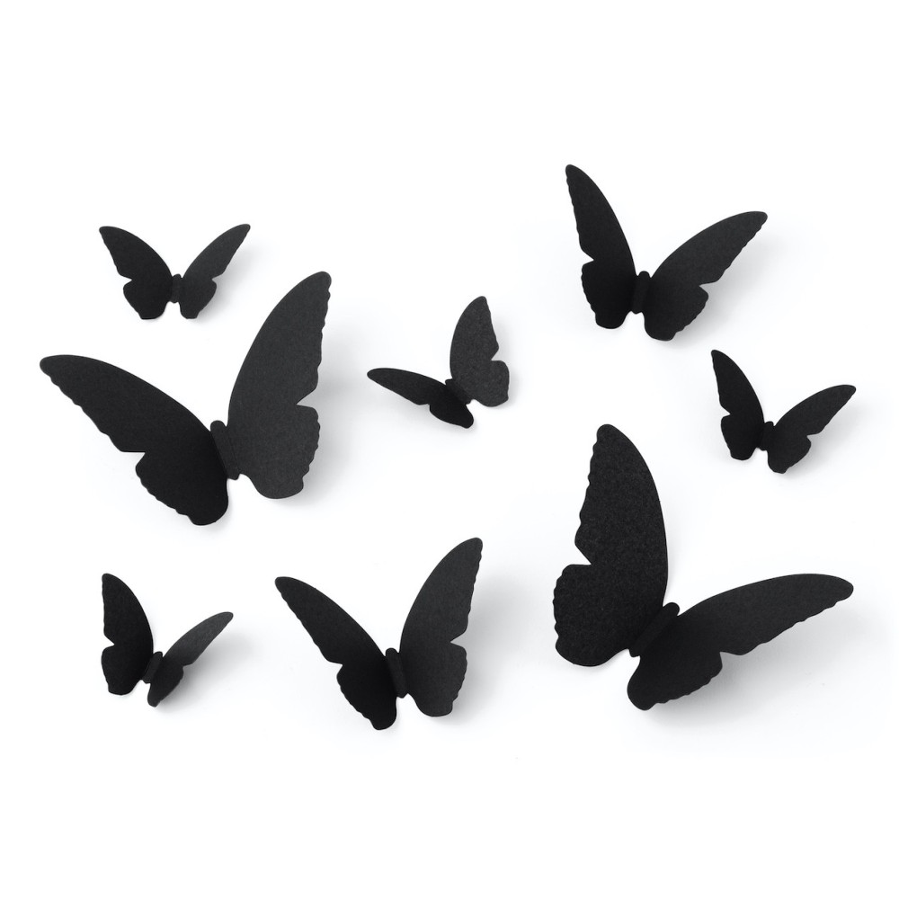Dekoracja halloweenowa papierowe Ćmy - czarna, 6-12 cm, 30 szt.