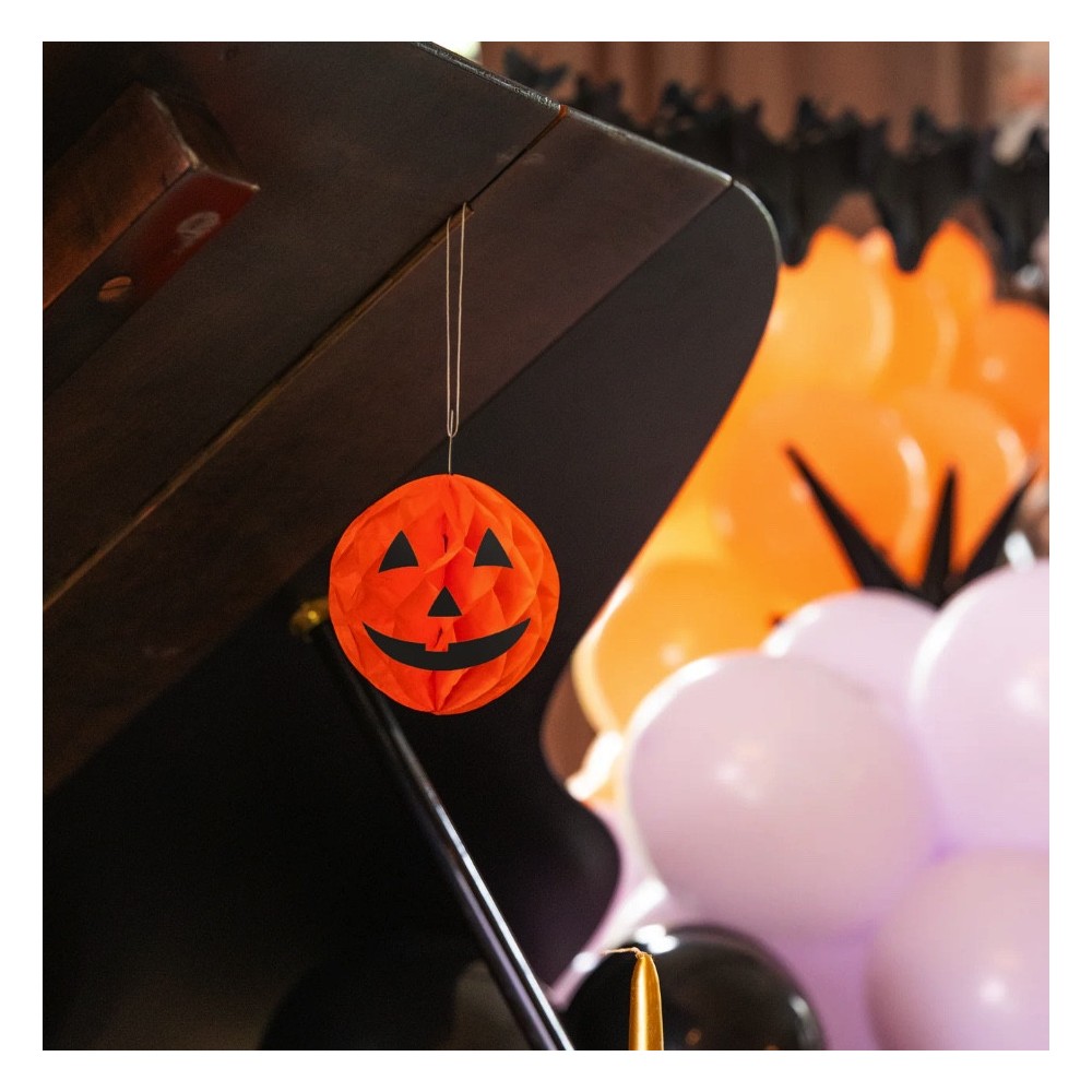 Honeycomb Halloween pendants Pumpkin - 10 x 12 cm, 3 pcs.