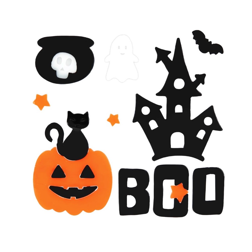 Naklejki żelowe na szybę Boo - czarne, 10 szt.
