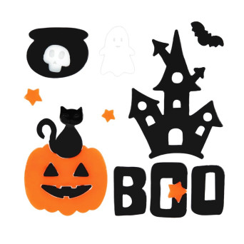 Naklejki żelowe na szybę Boo - czarne, 10 szt.
