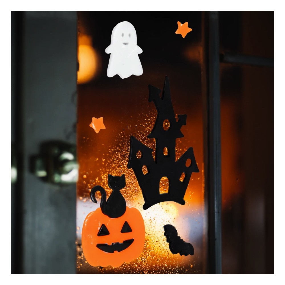 Gel window stickers Boo - black, 10 pcs.