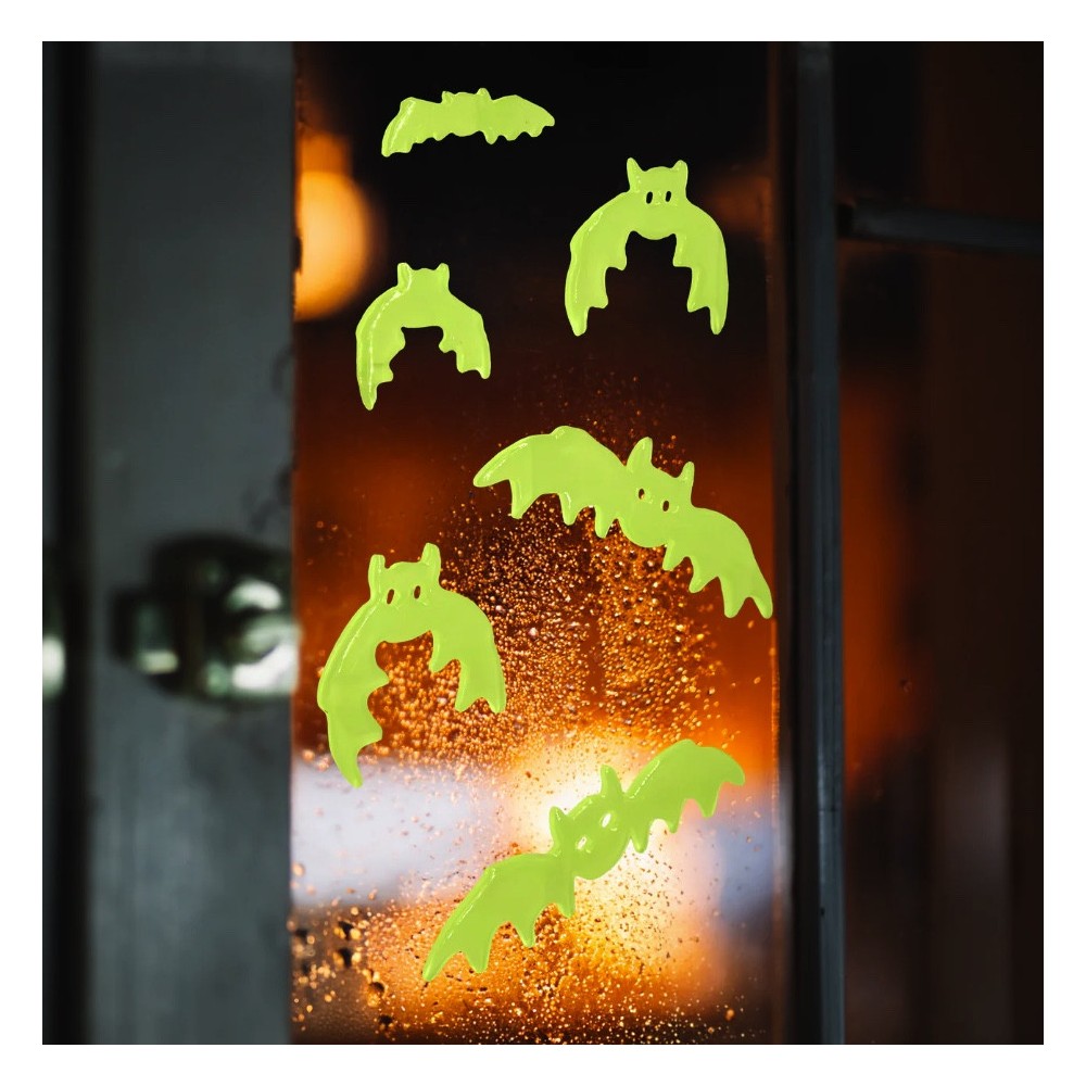 Fluorescent gel window stickers Bats - 6 pcs.