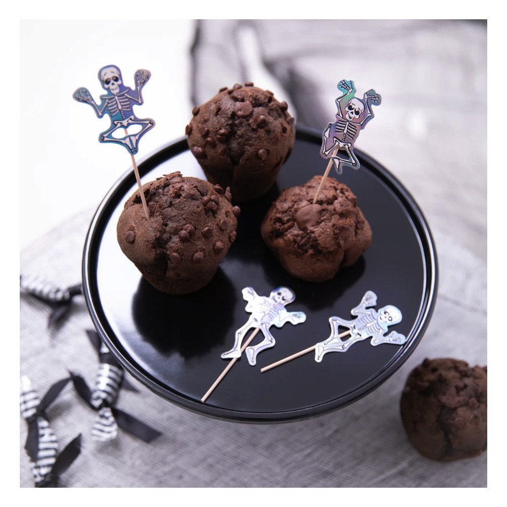 Halloween cupcakes decorations Skeletons - opalescent, 6 pcs.