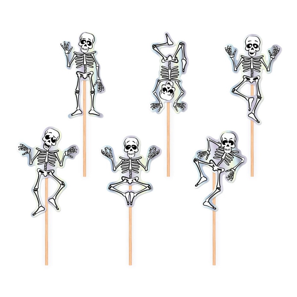 Halloween cupcakes decorations Skeletons - opalescent, 6 pcs.