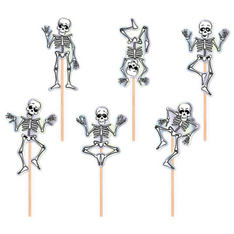 Halloween cupcakes decorations Skeletons - opalescent, 6 pcs.