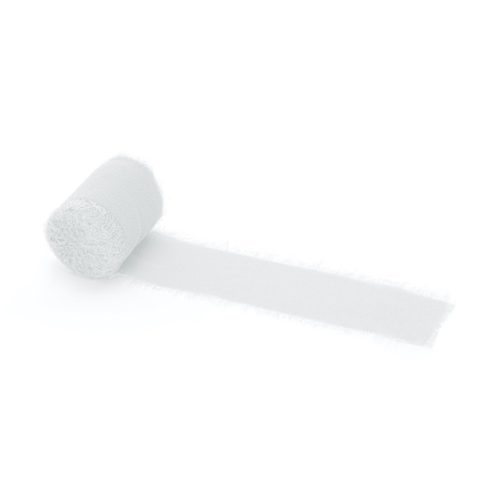 Wstążka szyfonowa - biała, 4 cm x 5 m