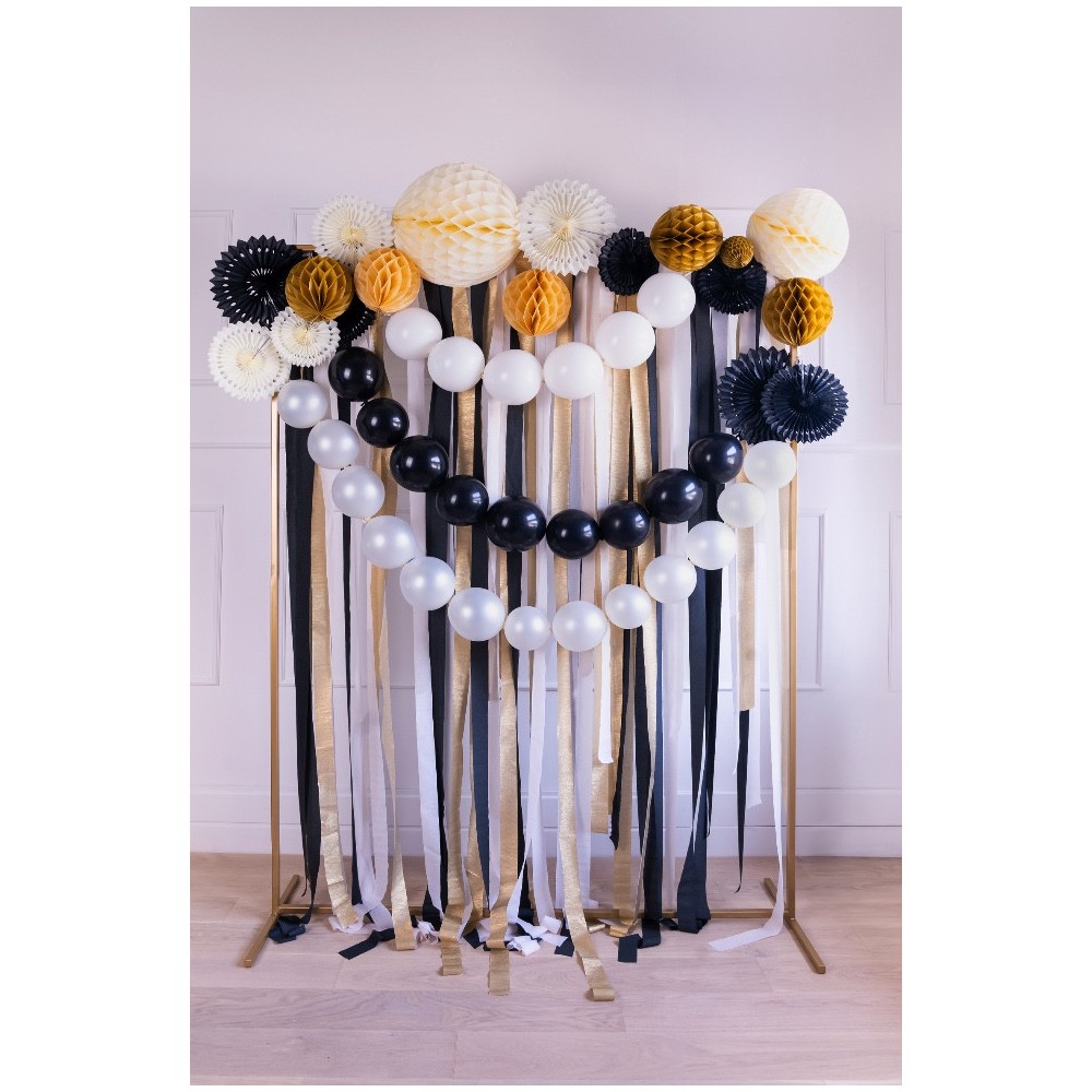 Italian crepe paper - black-gold, 5 cm x 10 m, 6 pcs.