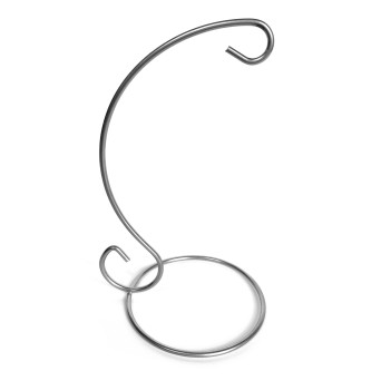 Stojak, wieszak metalowy na bombkę - srebrny, 16 cm