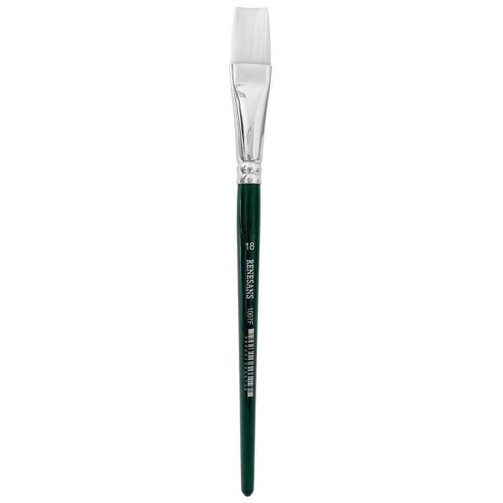 Flat, synthetic, 1007F series brush - Renesans - short handle, no. 18