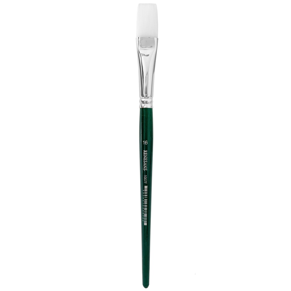 Flat, synthetic, 1007F series brush - Renesans - short handle, no. 16