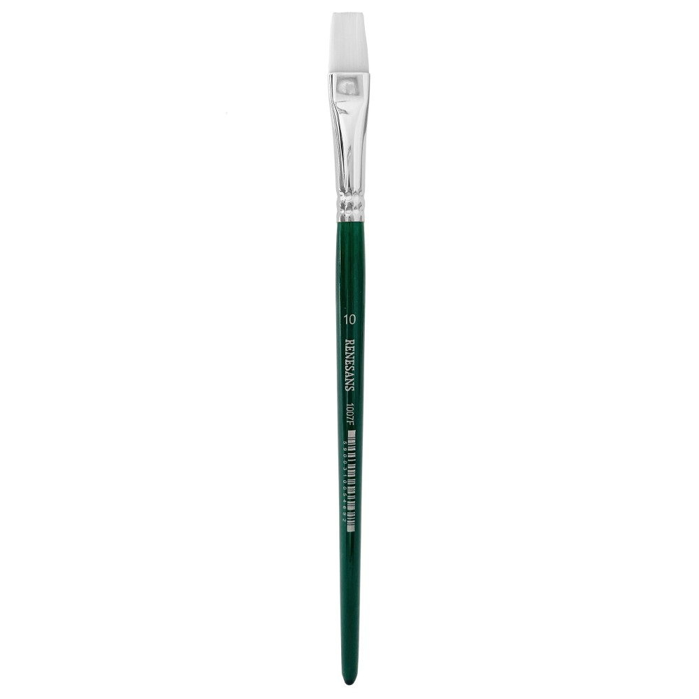 Flat, synthetic, 1007F series brush - Renesans - short handle, no. 10