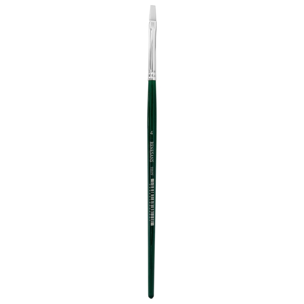 Flat, synthetic, 1007F series brush - Renesans - short handle, no. 4
