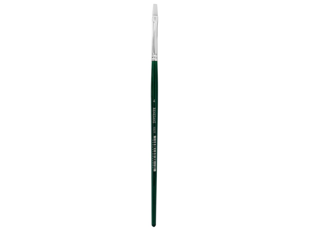 Flat, synthetic, 1007F series brush - Renesans - short handle, no. 4