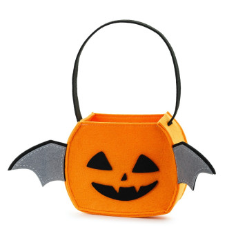Filcowa torebka na halloweenowe słodycze Dynia - 35 x 18 x 8 cm