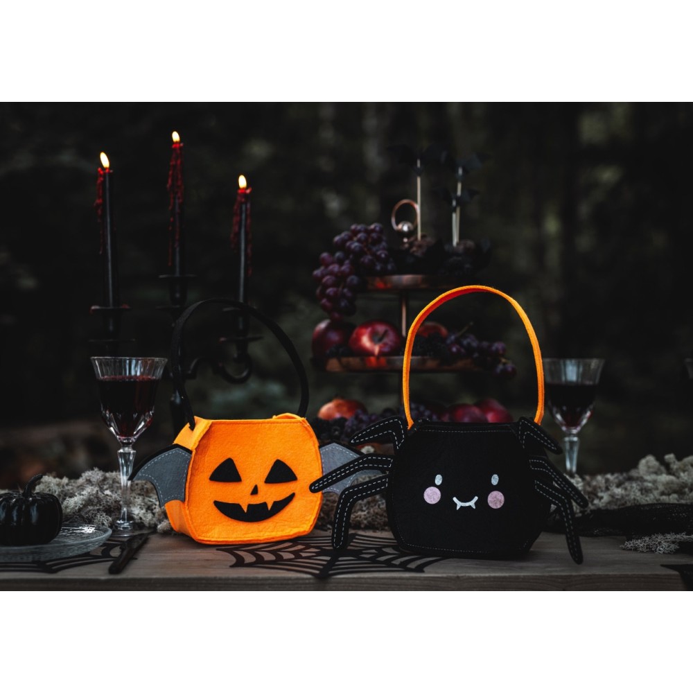 Filcowa torebka na halloweenowe słodycze Dynia - 35 x 18 x 8 cm