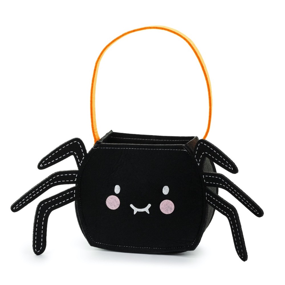 Felt bag for halloween candies Spider - black, 35 x 18 x 8 cm