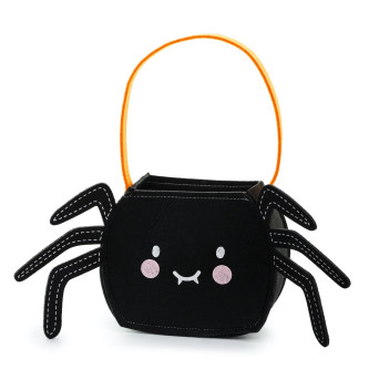 Felt bag for halloween candies Spider - black, 35 x 18 x 8 cm