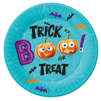 Talerzyki papierowe Boo! Trick or Treat - 18 cm, 6 szt.