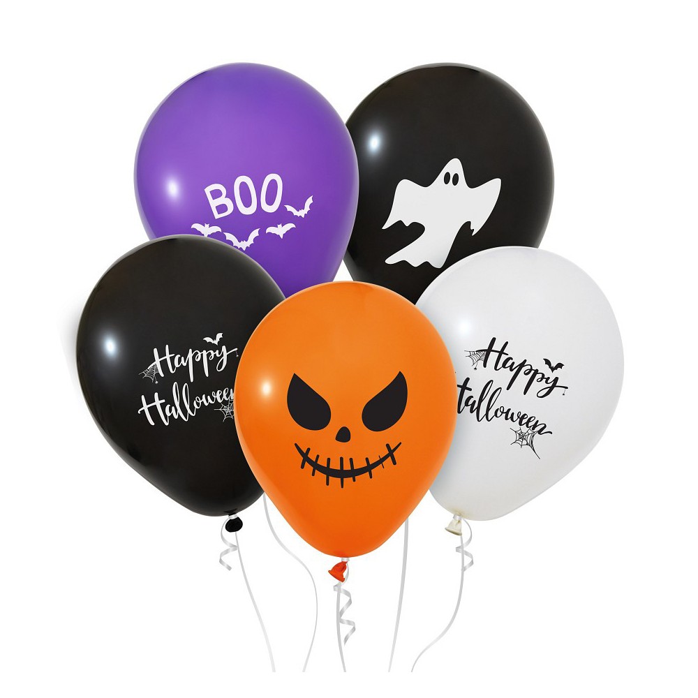 Latex balloons Happy Halloween - 30 cm, 5 pcs.