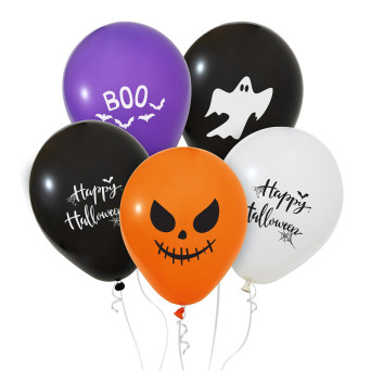 Latex balloons Happy Halloween - 30 cm, 5 pcs.